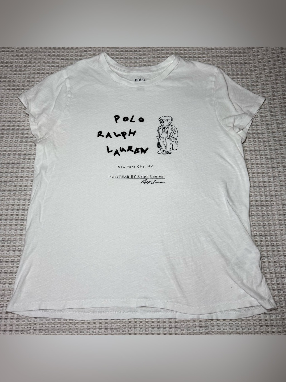 Polo Ralph Lauren Women's White Medium Polo Bear Graphic Short Sleeve New York